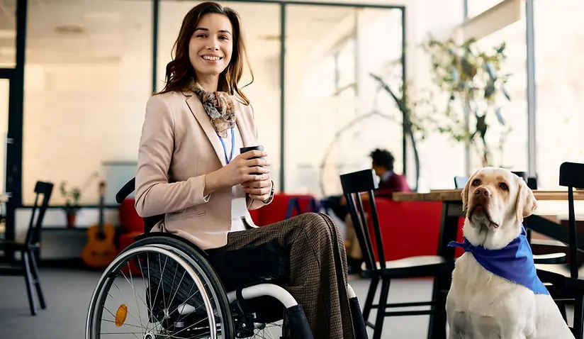 Wheelchair user in a work environment